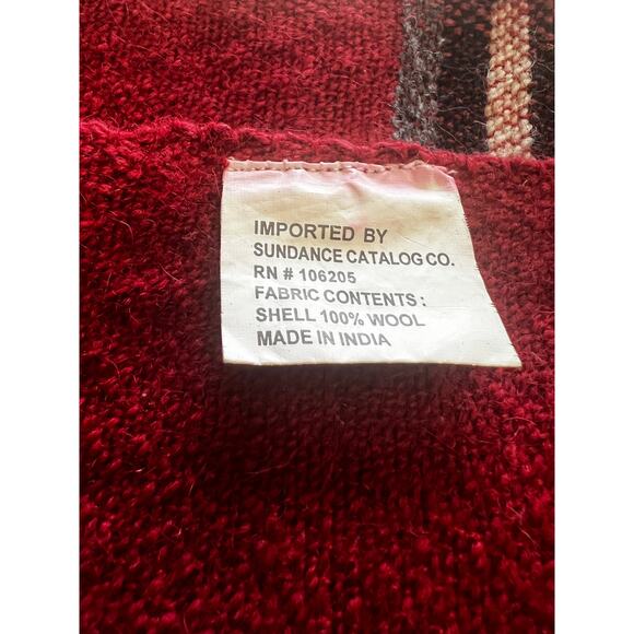 Vintage Kilim Style Natural Wool Blanket Sundance Catalogue Co. Striped - Picture 5 of 5